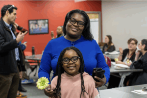 Tiffany, pictured here with her daughter, is a current Odyssey Project student. She wishes there was a family scholar house available to support her and her family as she pursues her education.
